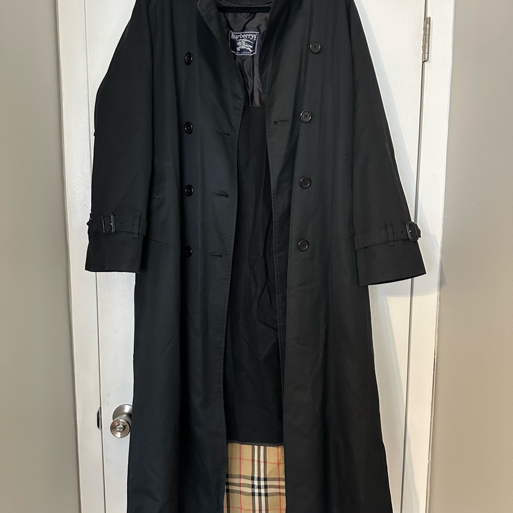 Size 8 XX-Long Burberry Black Trench Coat for Men (Read Description)